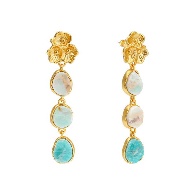 Women'S Fashion Website - Brincos com pingente de pedra semipreciosa