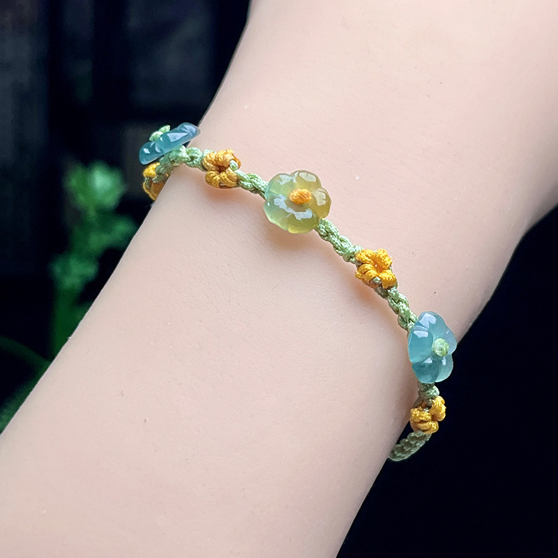 Women Fashion Designers - Myanmar jadeite flor pulseira jóias reais