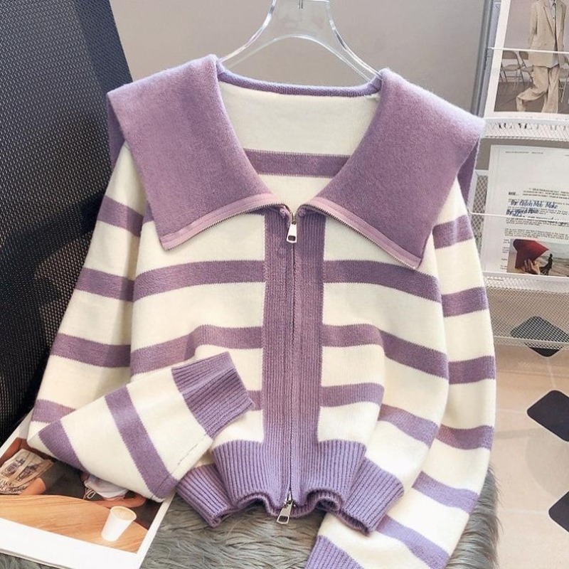 Women'S Fashion Trends Fall 2025 - Cardigan listrado para mulheres vintage juventude