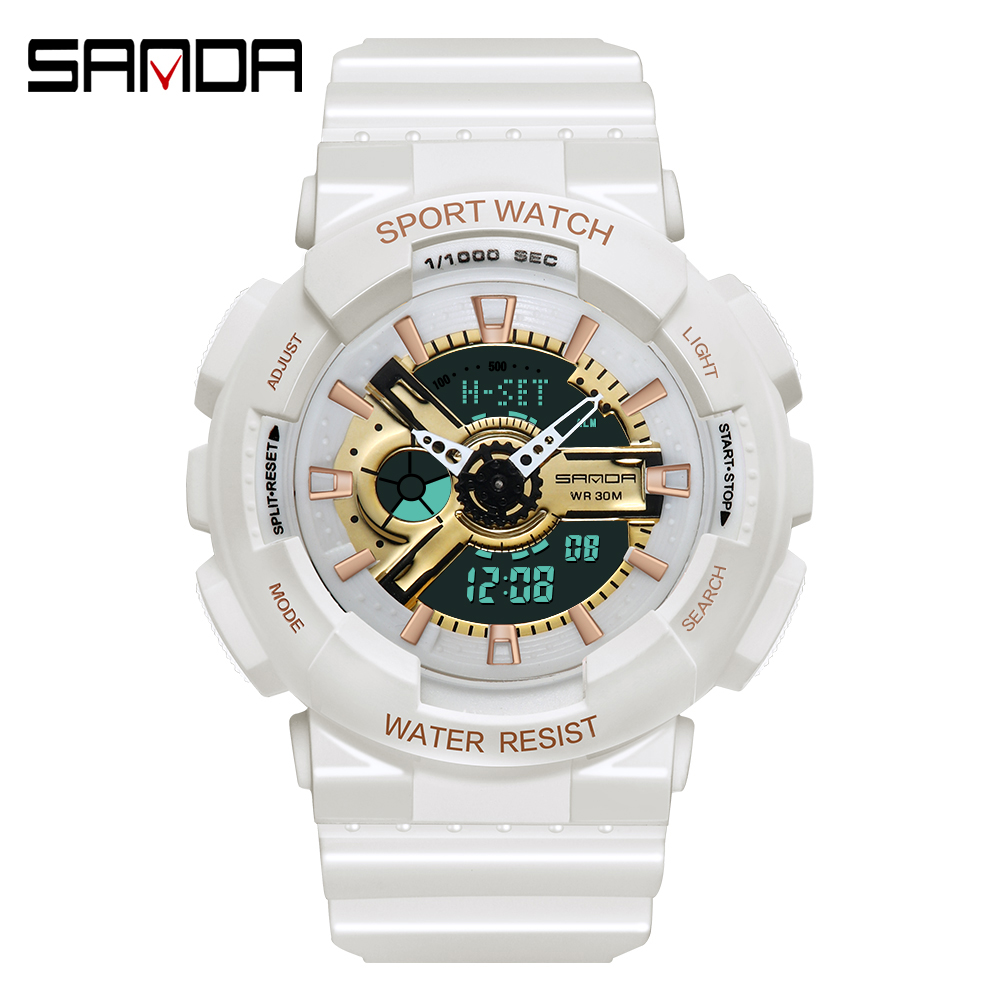 Sanda-Relógio digital branco e - Women Fashion Zone avaliação e preço