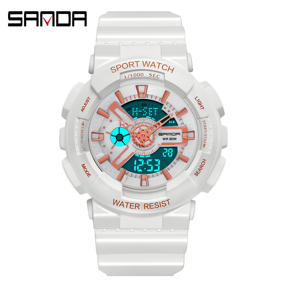 Sanda-Relógio digital branco e - Women Fashion Zone avaliação e preço